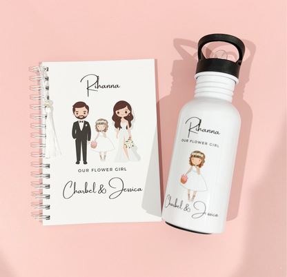 Hard cover Wedding colouring & Activity book with matching water bottle