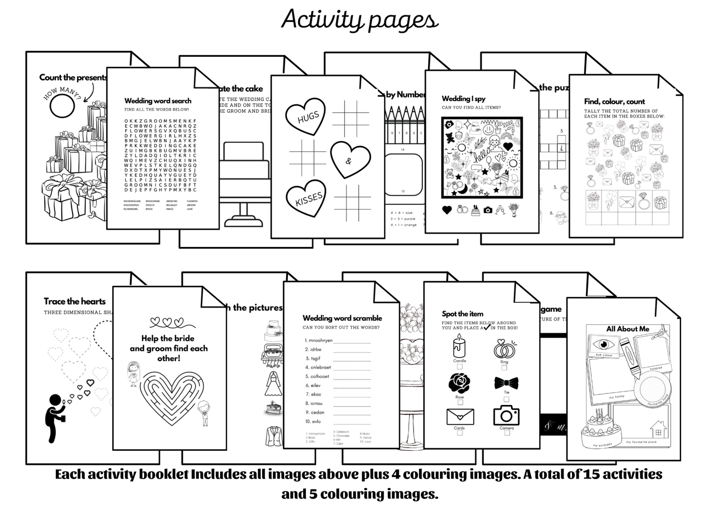 Hard cover Wedding colouring & Activity book with added box